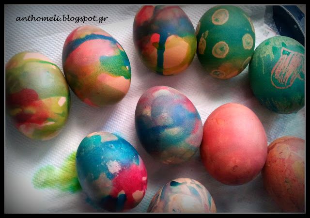 Πασχαλινά αυγά με κηρομπογιές και χρώματα ζαχαροπλαστικής 11