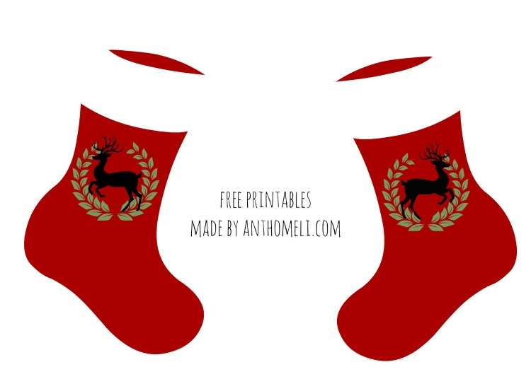 Εκτυπώσιμες χάρτινες χριστουγεννιάτικες κάλτσες για τα κάλαντα