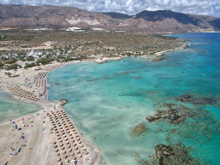A view from above in Elafonisi beach, a paradise located in western Crete, Greece.